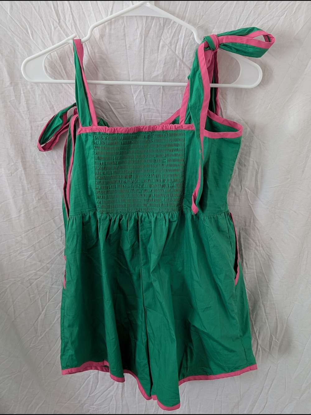 NWT Day + Moon Green and Pink Tie-Shoulder Romper - Picture 4 of 4